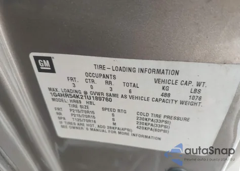 2001 Buick Lesabre Limited from USA, damaged, VIN 1G4HR54K21U189760